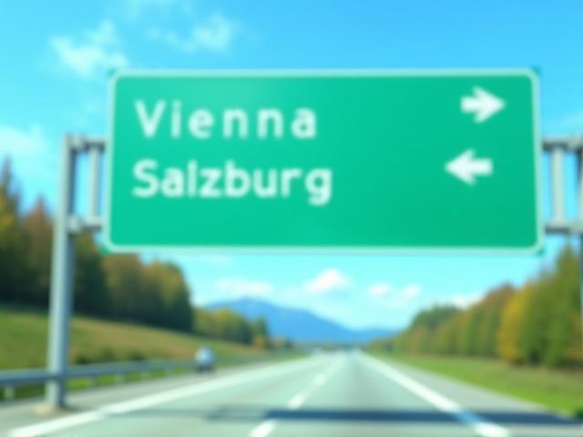 Grüner Wegweiser mit weißen Schriften, der zu österreichischen Städten wie Wien und Salzburg weist und Orientierung bei der Reiseplanung symbolisiert.